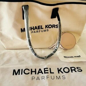 Michael Kors Parfums White Tote with Pink Pouch